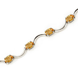 14K White Gold Oval Citrine Bracelet