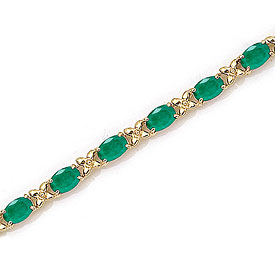 10K Yellow Gold Oval Emerald Bracelet