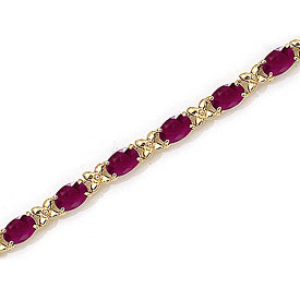 10K Yellow Gold Oval Ruby Bracelet