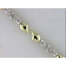 10K Yellow Gold Diamond Heart Bracelet
