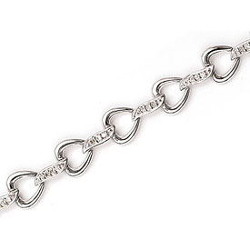 14K White Gold Diamond Heart Bracelet