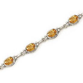 14K White Gold Oval Citrine Bracelet
