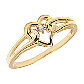 14K Yellow Gold Diamond Heart Ring