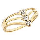 14K Yellow Gold Diamond Heart Ring