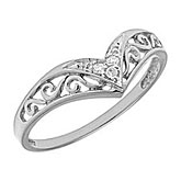 10K White Gold Diamond Chevron Ring