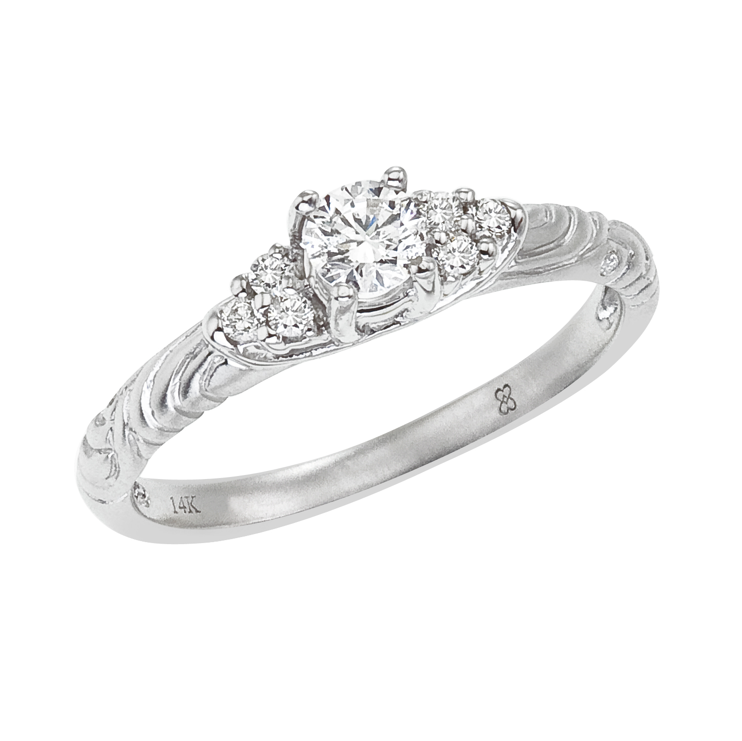 14k White gold Classic Diamond QPID Engagement Ring (0.27 tcw)