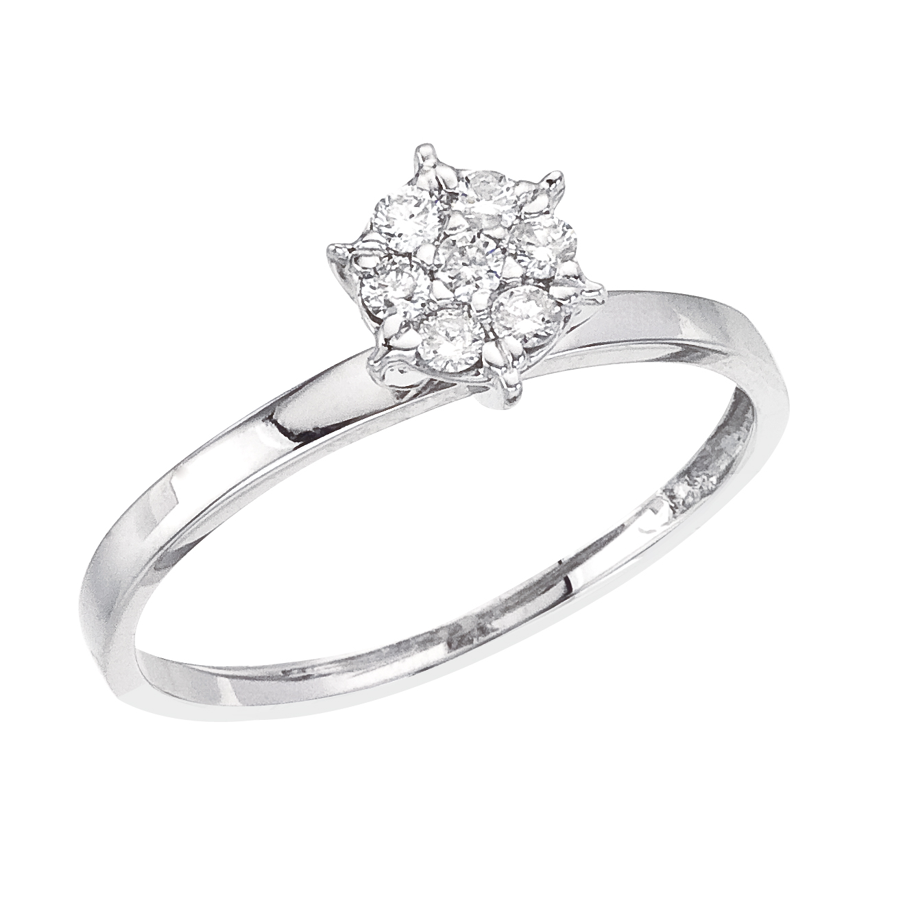 14k White gold Round Classic Diamond QPID Engagement Ring (0.26 tcw)