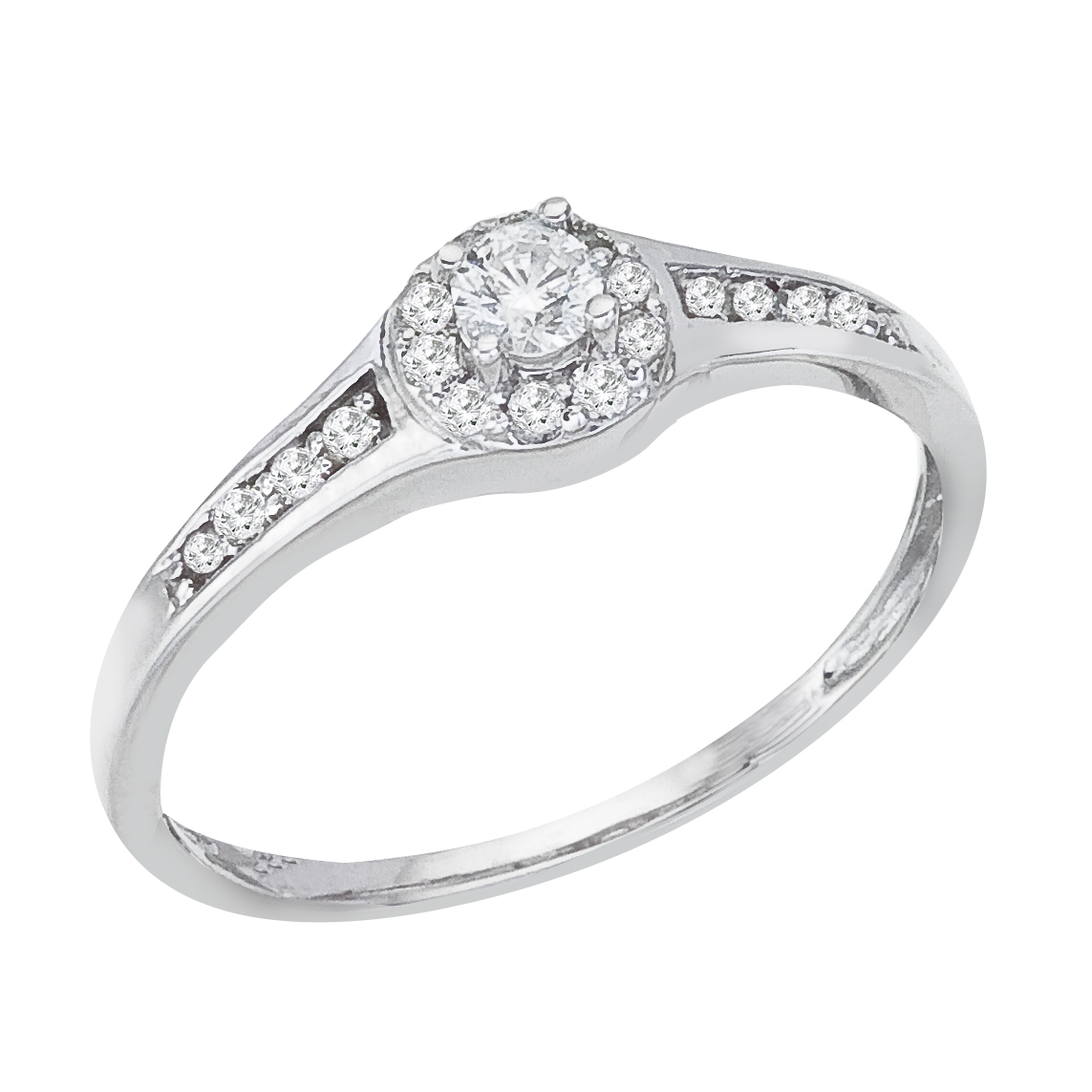 14k White gold Round Classic Diamond QPID Engagement Ring (0.22 tcw)