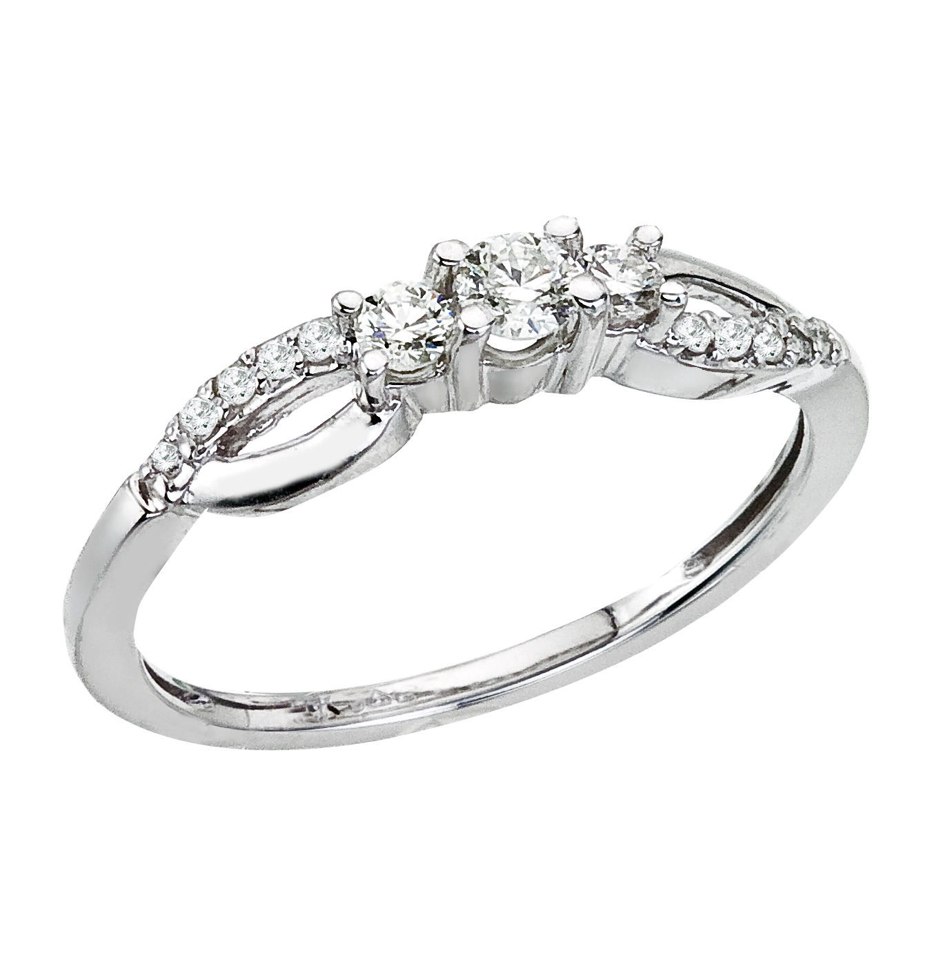 14k White gold Crossover Diamond QPID Engagement Ring (0.25 tcw)