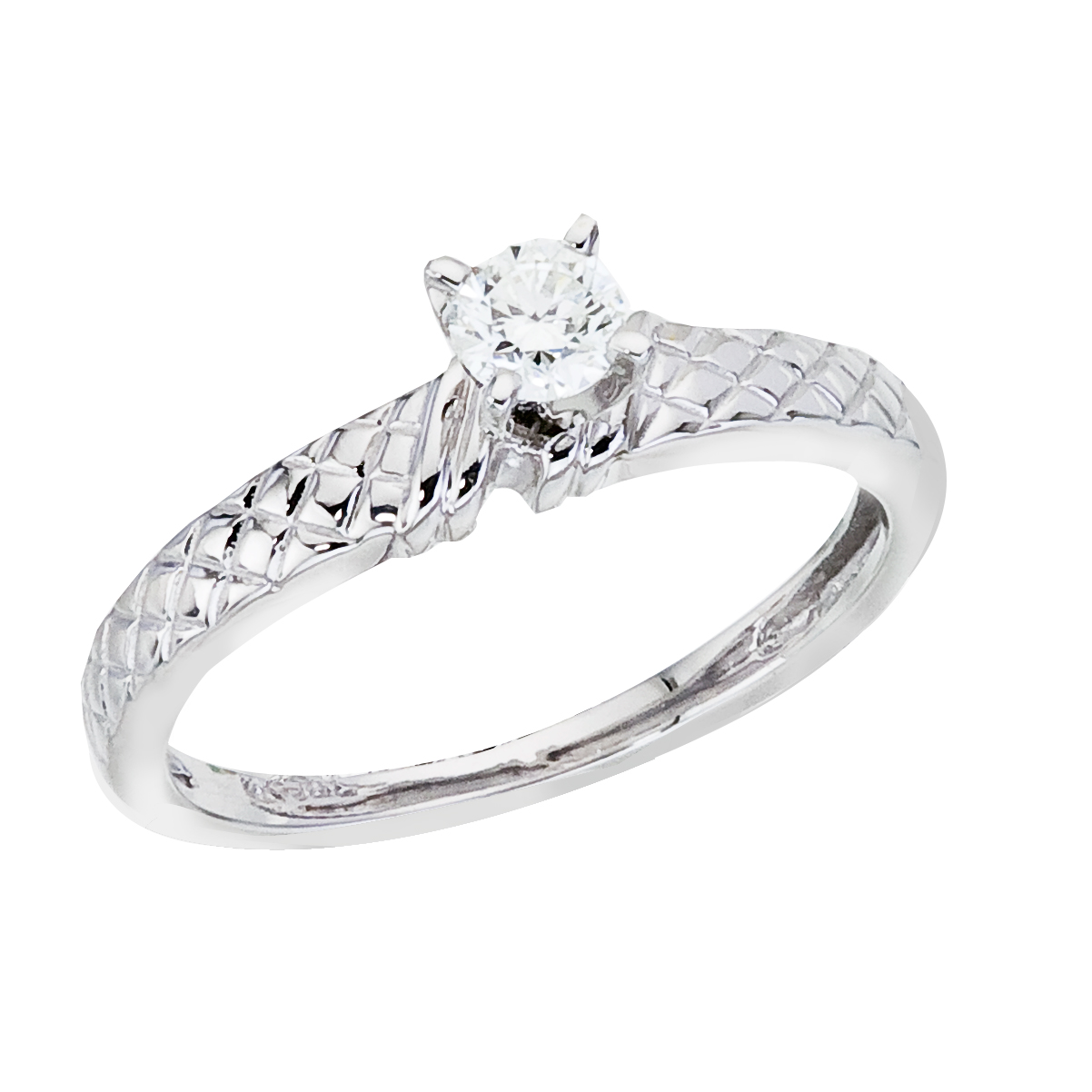 14k White gold Milgrain Diamond QPID Engagement Ring (0.40 tcw)