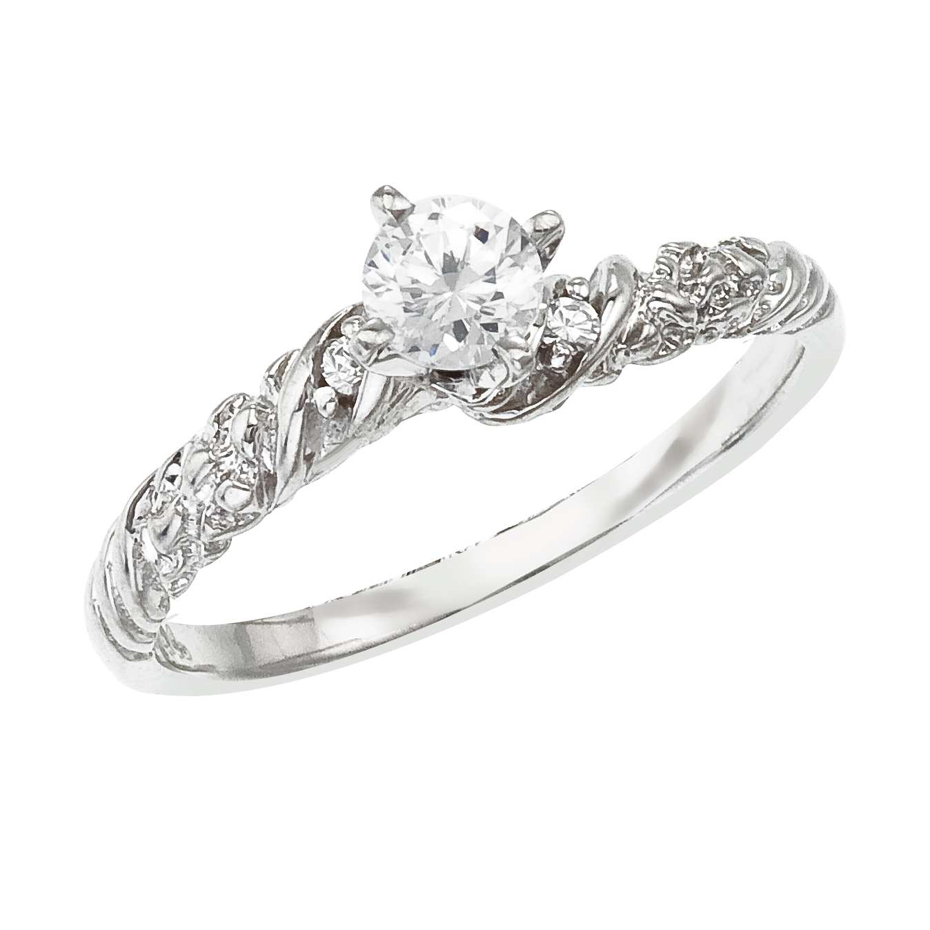 14k White gold Classic Diamond QPID Engagement Ring (0.53 tcw)