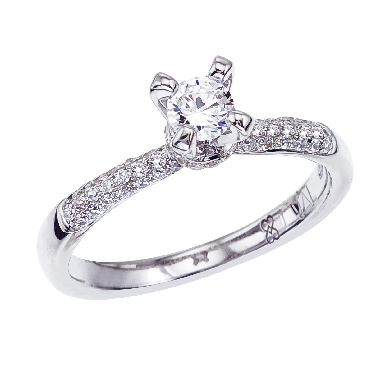 14k White gold Classic Diamond QPID Engagement Ring (0.39 tcw)
