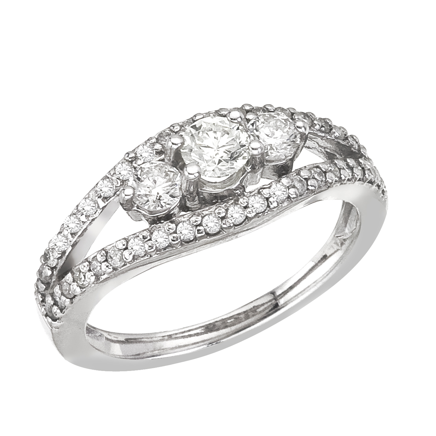 14k White gold Classic Diamond QPID Engagement Ring (0.20 tcw)