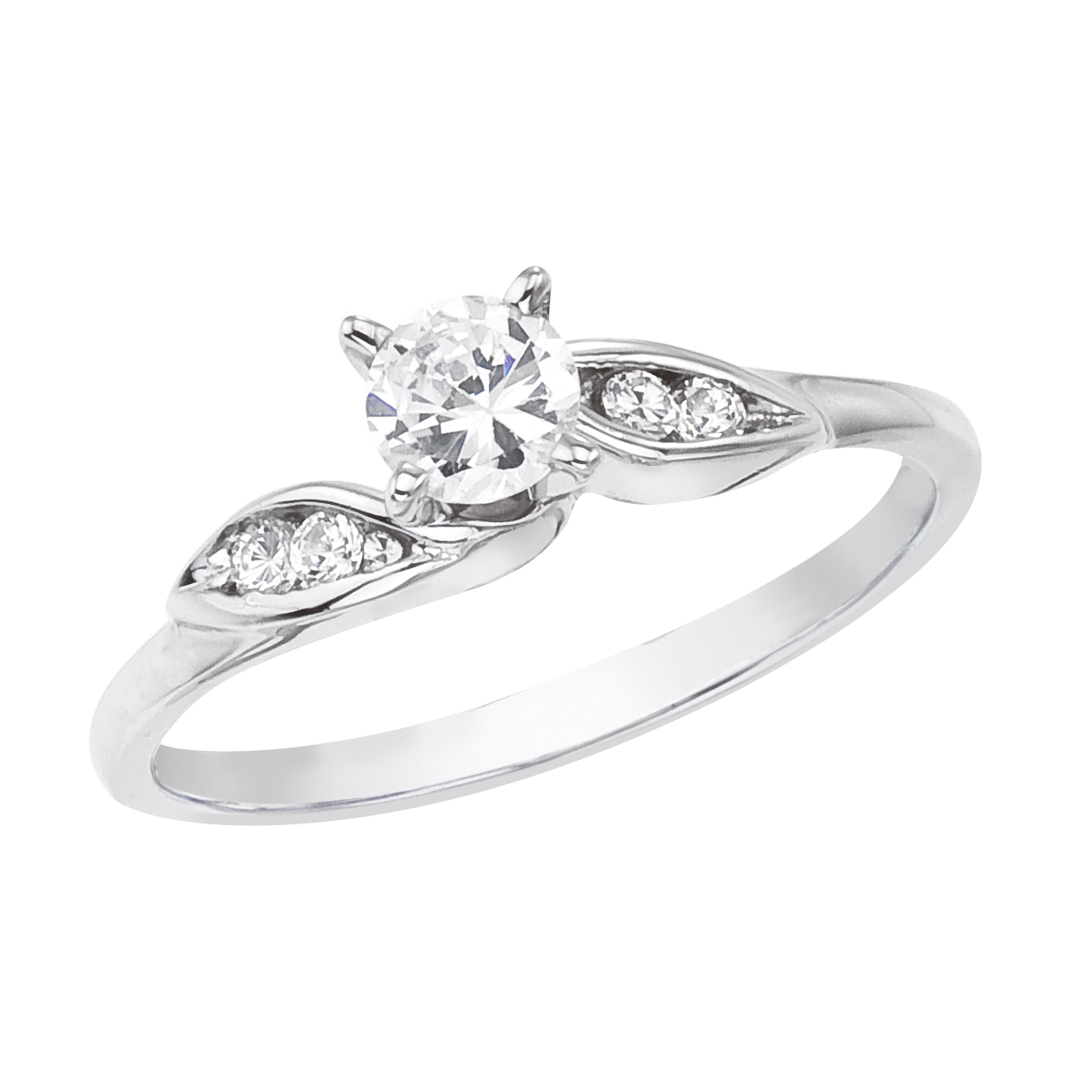 14k White gold Round Classic Diamond QPID Engagement Ring (0.20 tcw)