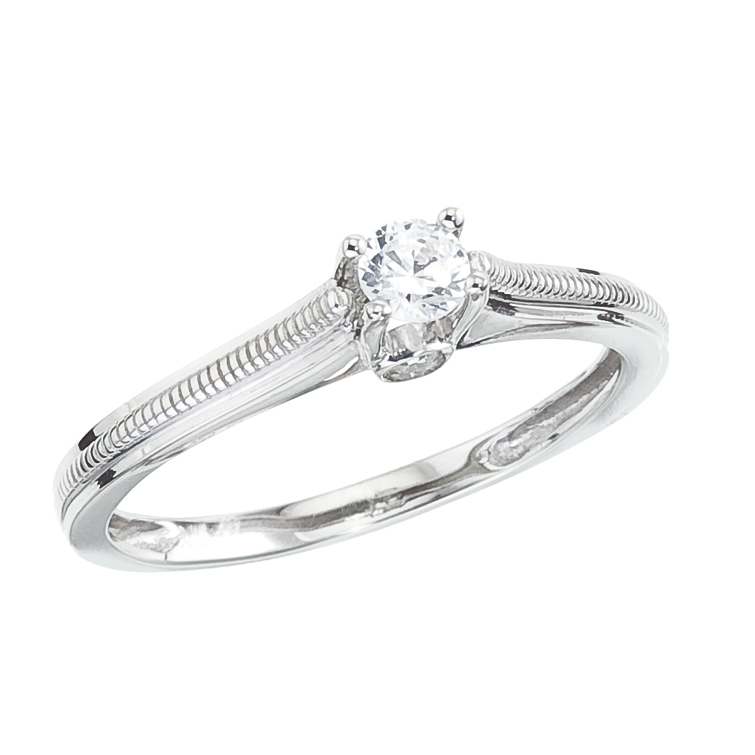 14k White gold Classic Diamond QPID Engagement Ring (0.49 tcw)
