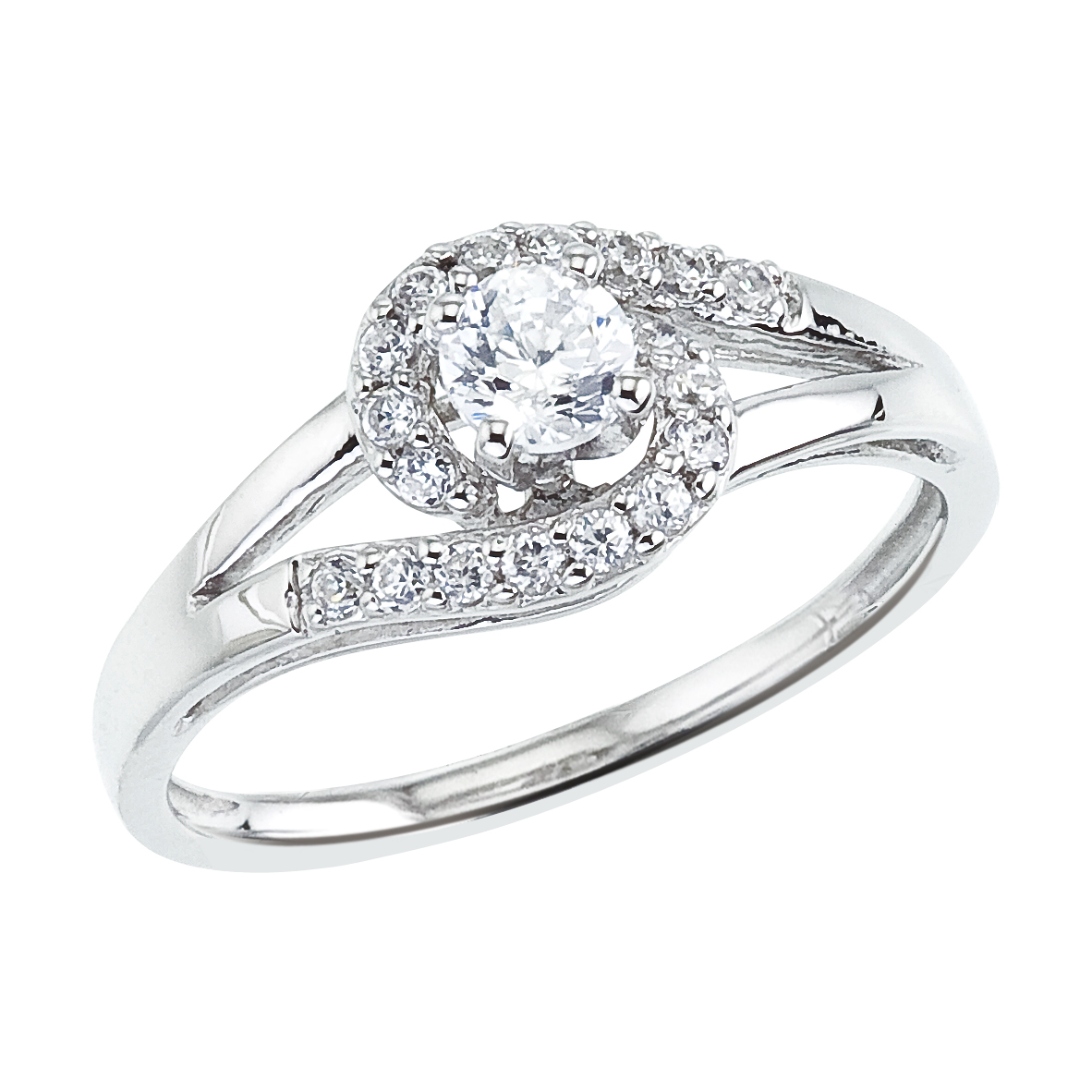 14k White gold Channel-Set Diamond QPID Engagement Ring (0.24 tcw)