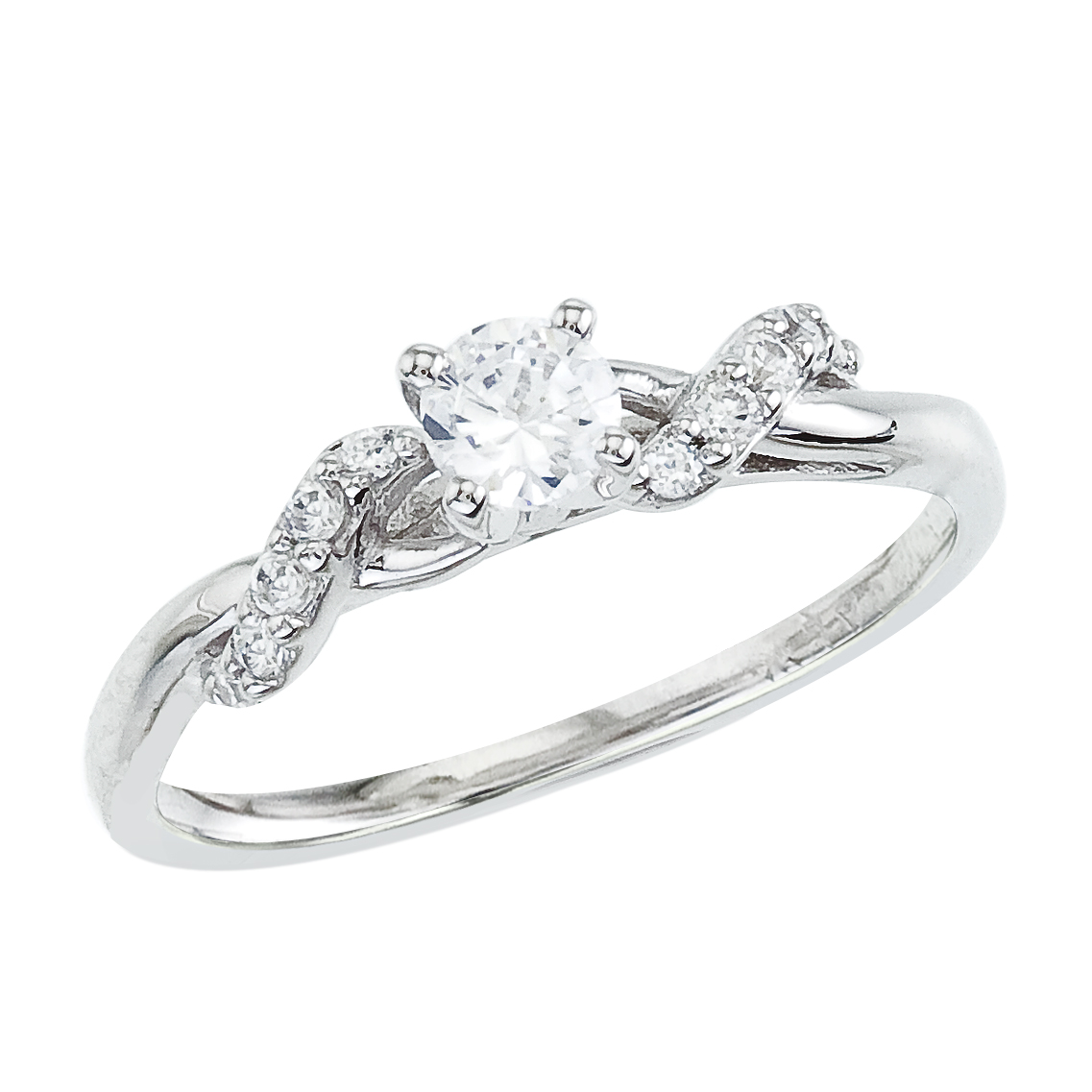 14k White gold Classic Diamond QPID Engagement Ring (0.78 tcw)