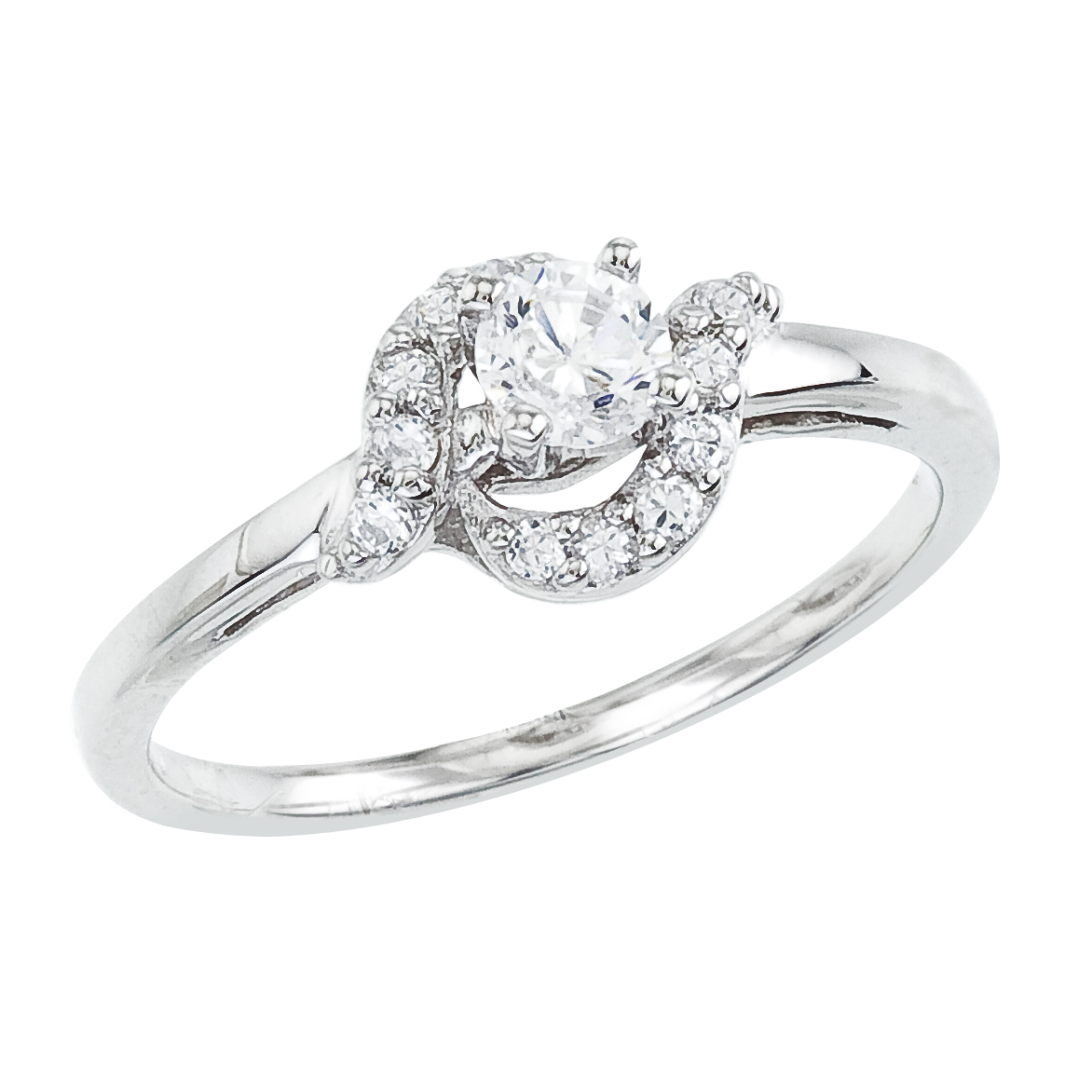14k White gold Classic Diamond QPID Engagement Ring (0.62 tcw)