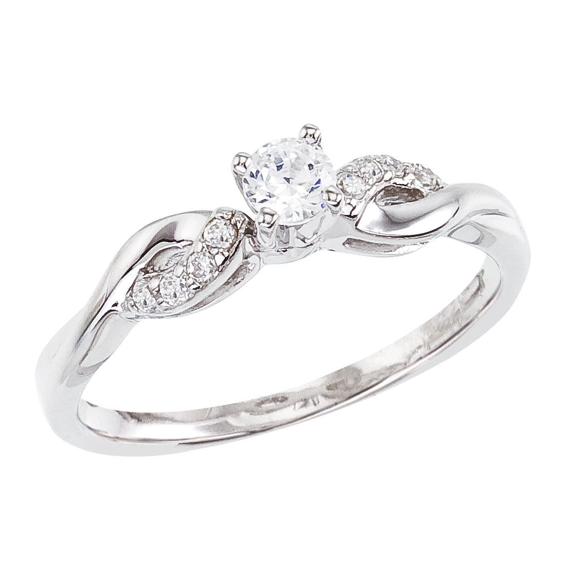 14k White gold Classic Diamond QPID Engagement Ring (0.40 tcw)