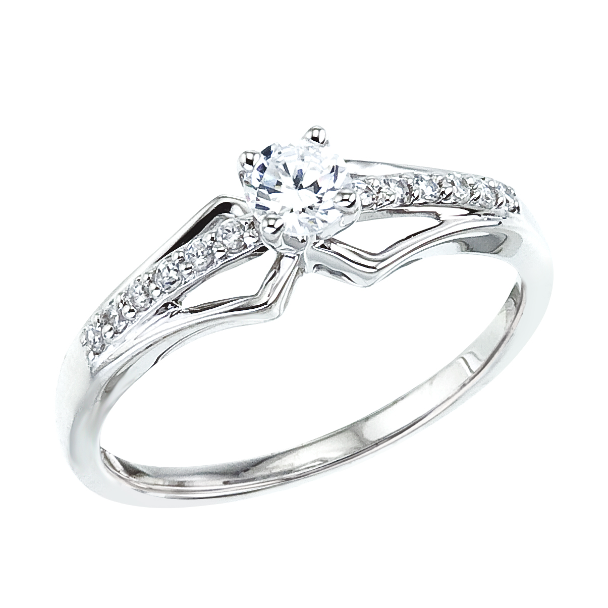 14k White gold Classic Diamond QPID Engagement Ring (0.46 tcw)