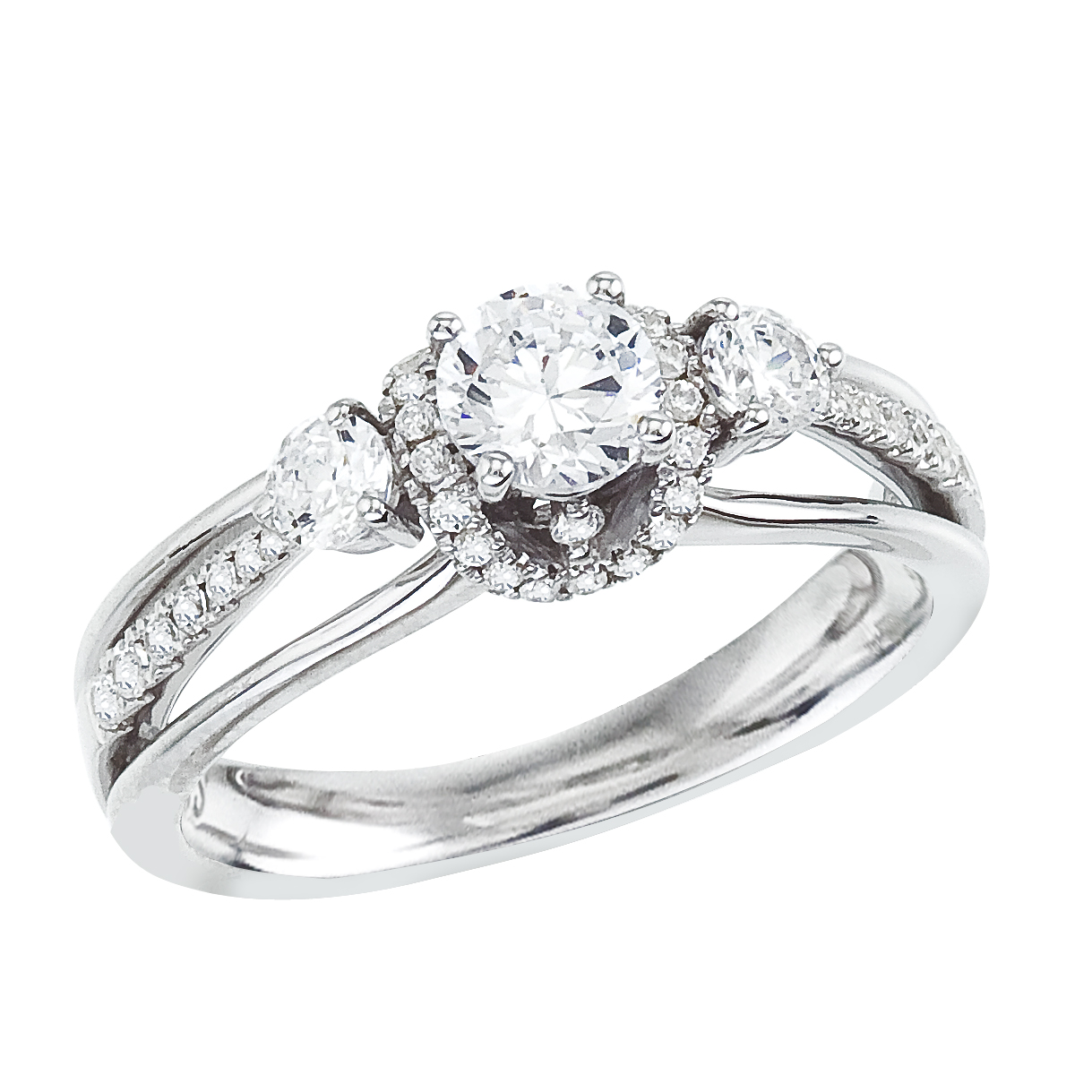 14k White gold Classic Diamond QPID Engagement Ring (0.76 tcw)