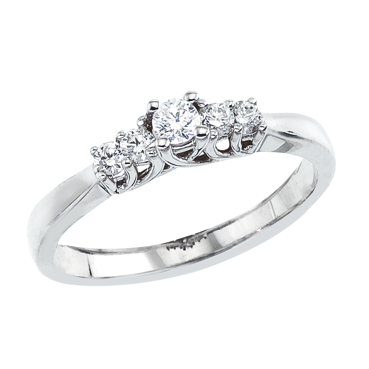 14k White gold Classic Diamond QPID Engagement Ring (0.16 tcw)