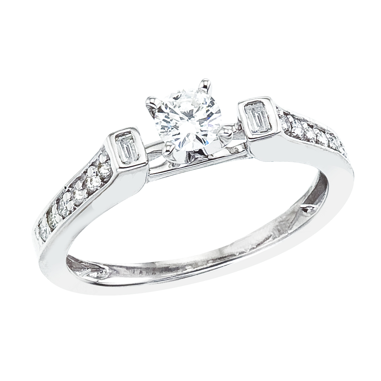 14k White gold Classic Diamond QPID Engagement Ring (0.53 tcw)