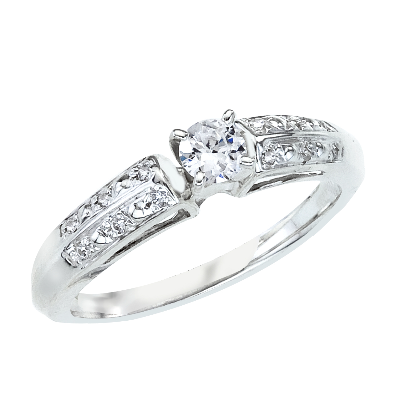 14k White gold Classic Diamond QPID Engagement Ring (0.31 tcw)