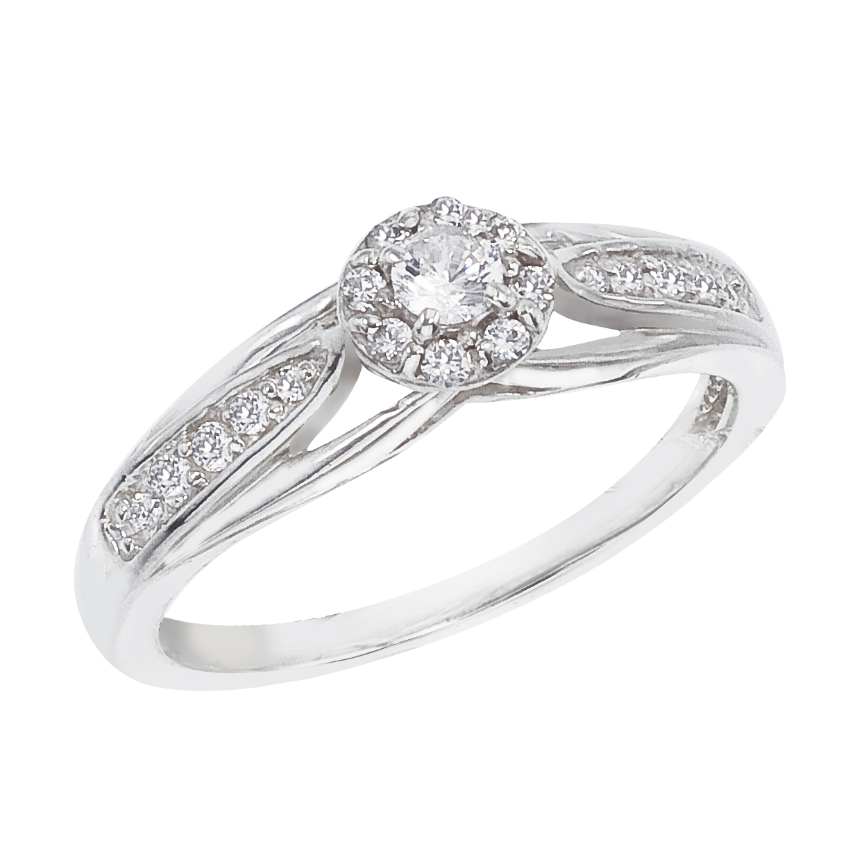 14k White gold Classic Diamond QPID Engagement Ring (0.36 tcw)