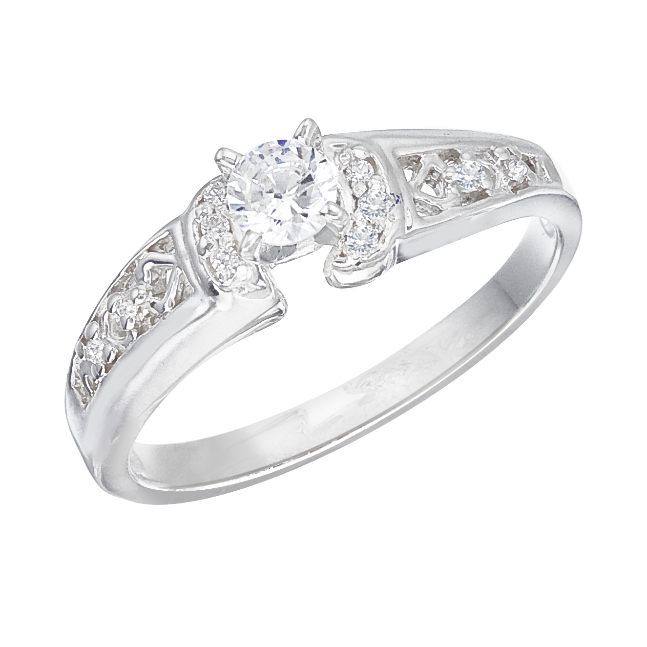 14k White gold Classic Diamond QPID Engagement Ring (0.52 tcw)