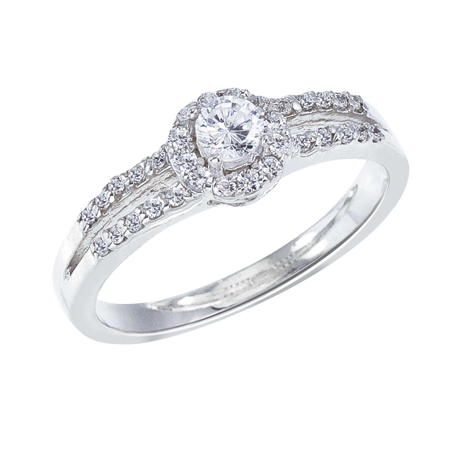 14k White gold Classic Diamond QPID Engagement Ring (0.57 tcw)