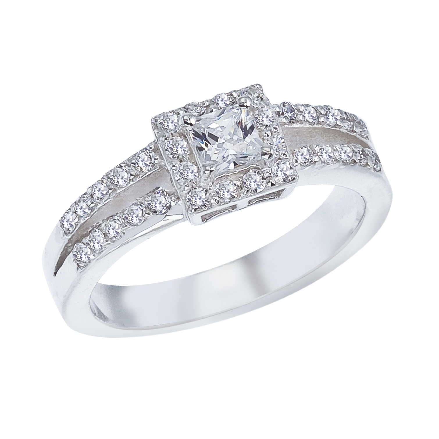 14k White gold Classic Diamond QPID Engagement Ring (0.66 tcw)