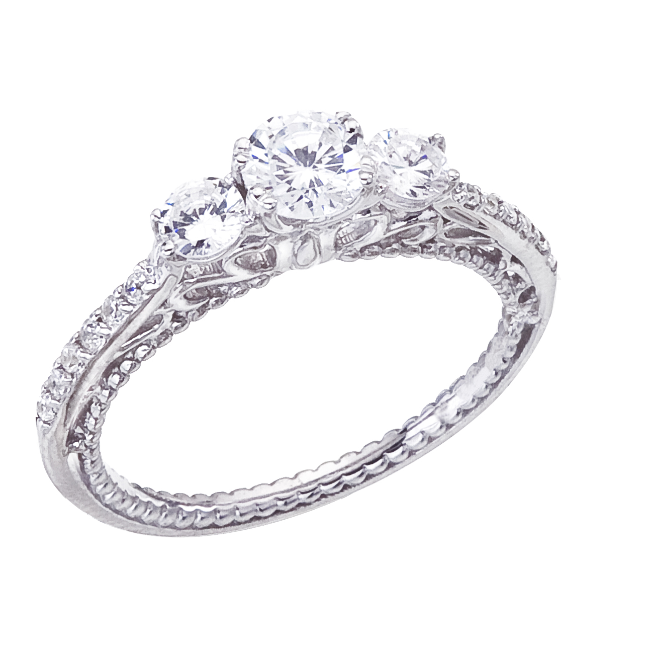 14k White gold Channel-Set Diamond QPID Engagement Ring (0.29 tcw)