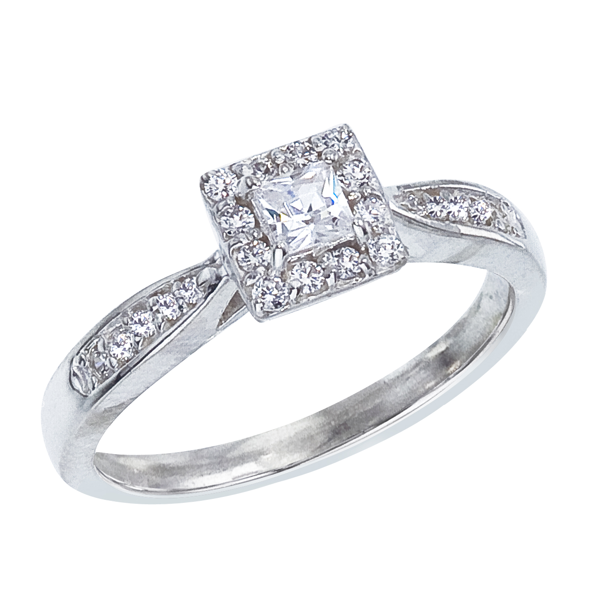 14k White gold Classic Diamond QPID Engagement Ring (0.22 tcw)