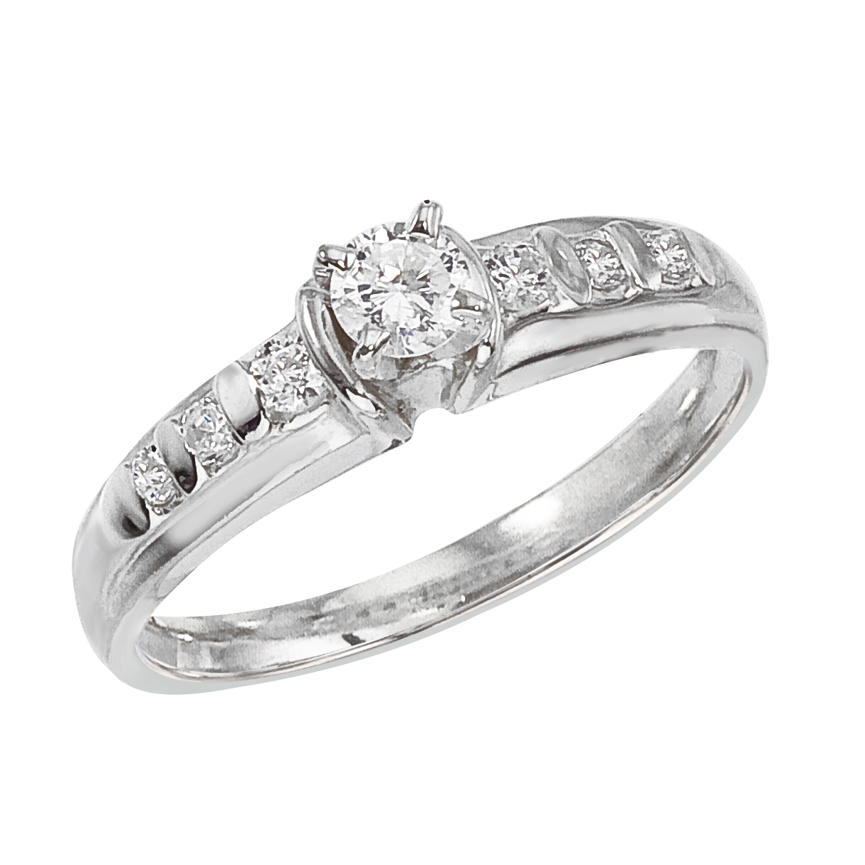 14k White gold Classic Diamond QPID Engagement Ring (0.59 tcw)