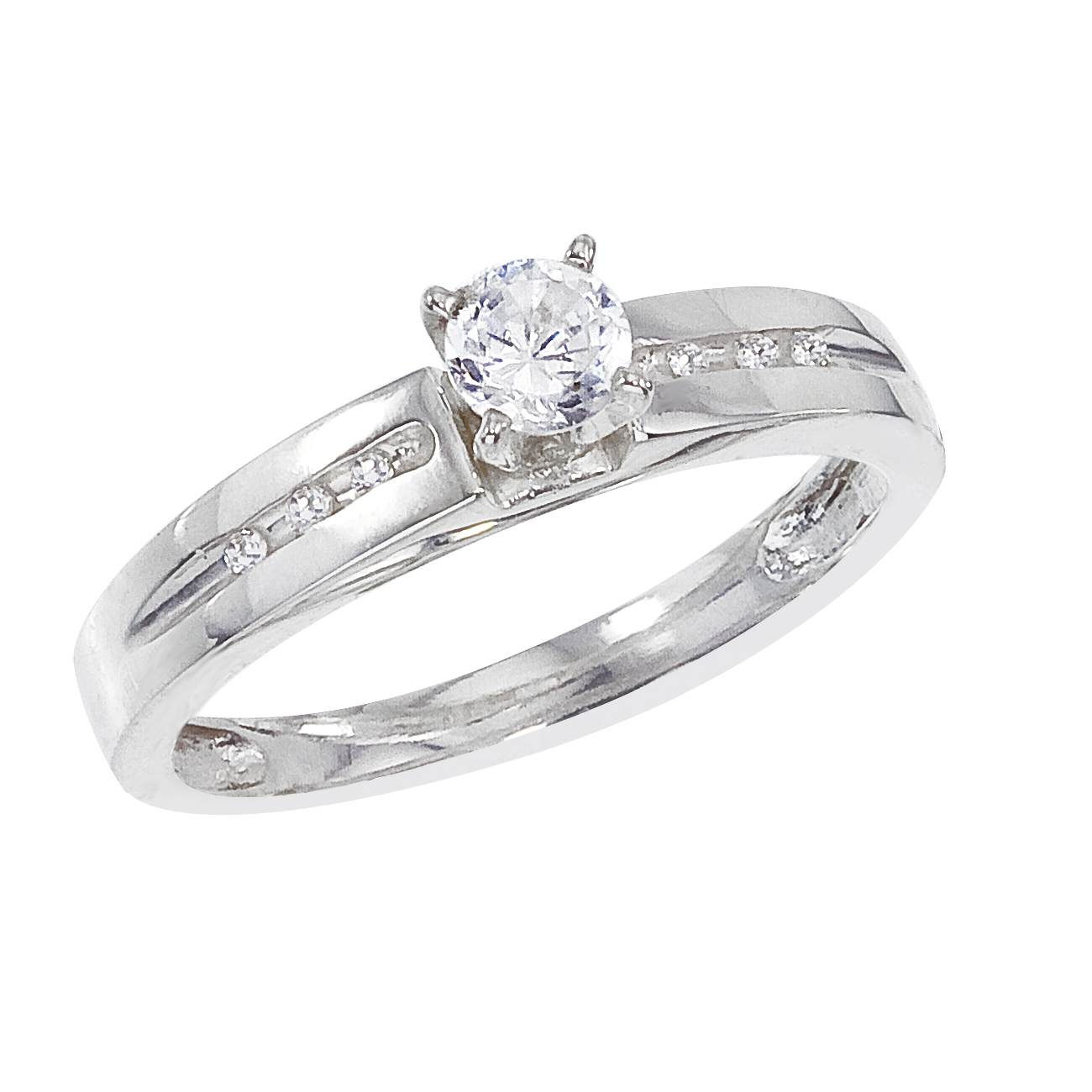 14k White gold Classic Diamond QPID Engagement Ring (0.34 tcw)