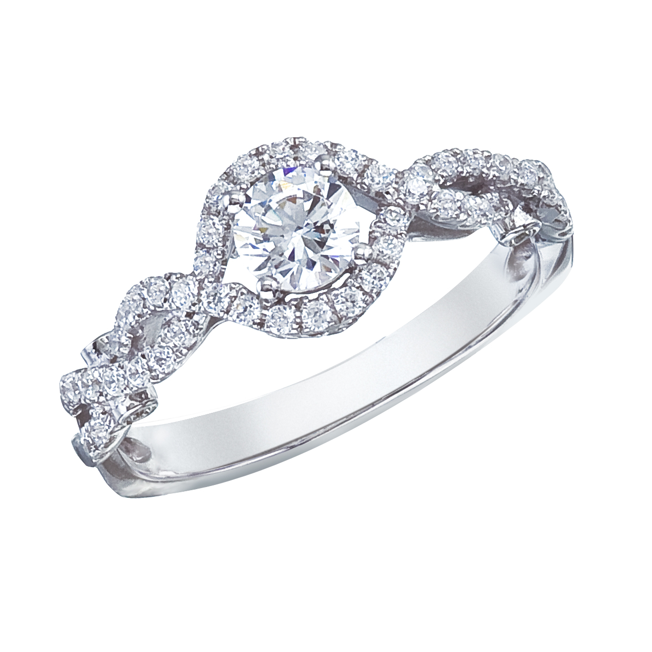 14k White gold Classic Diamond QPID Engagement Ring (0.63 tcw)