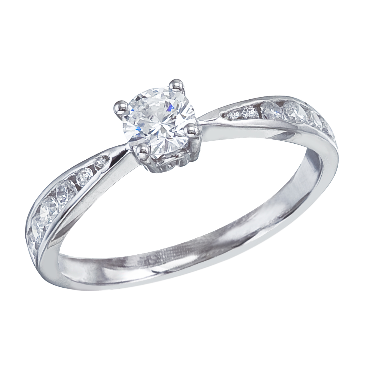 14k White gold Classic Diamond QPID Engagement Ring (0.50 tcw)