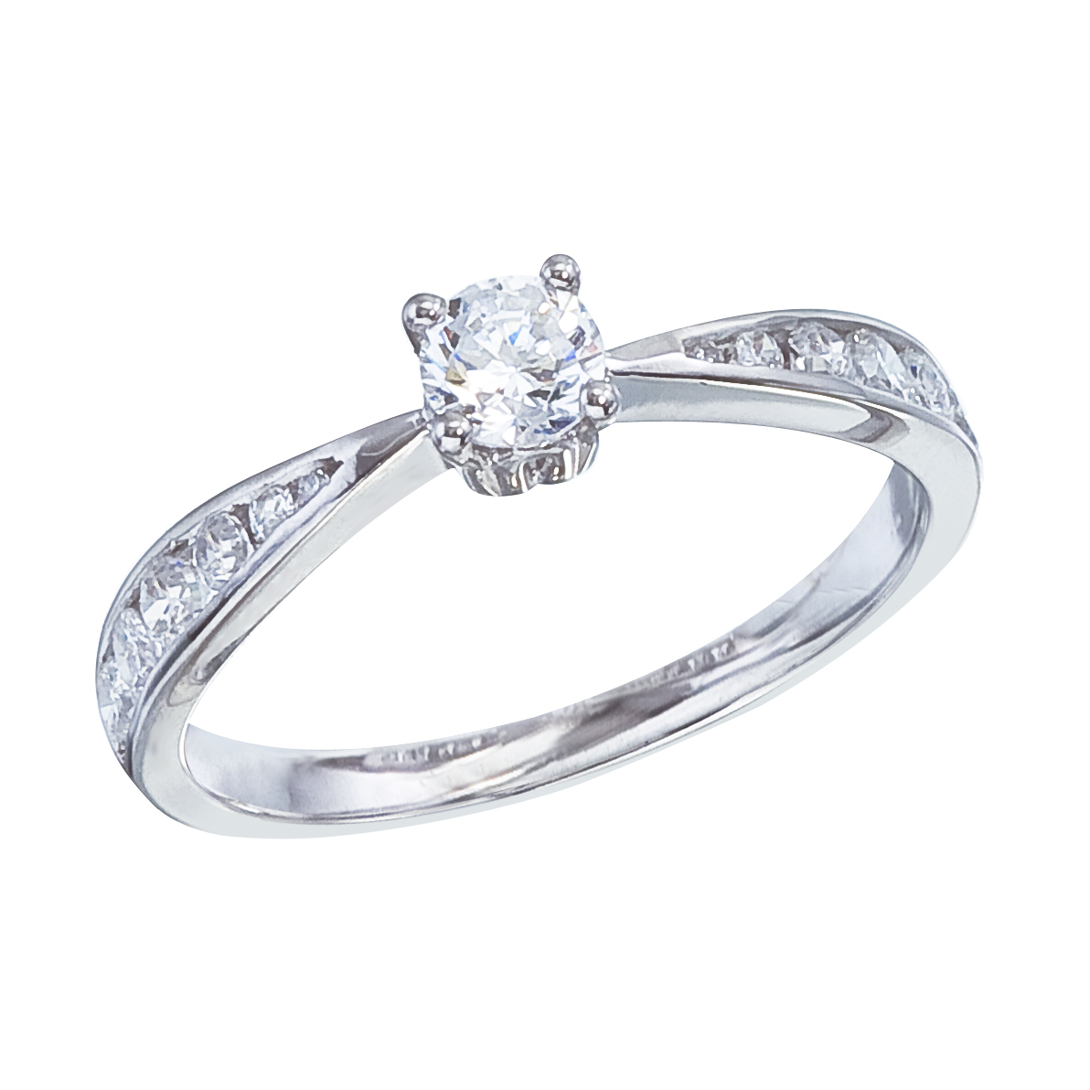14k White gold Classic Diamond QPID Engagement Ring (0.37 tcw)