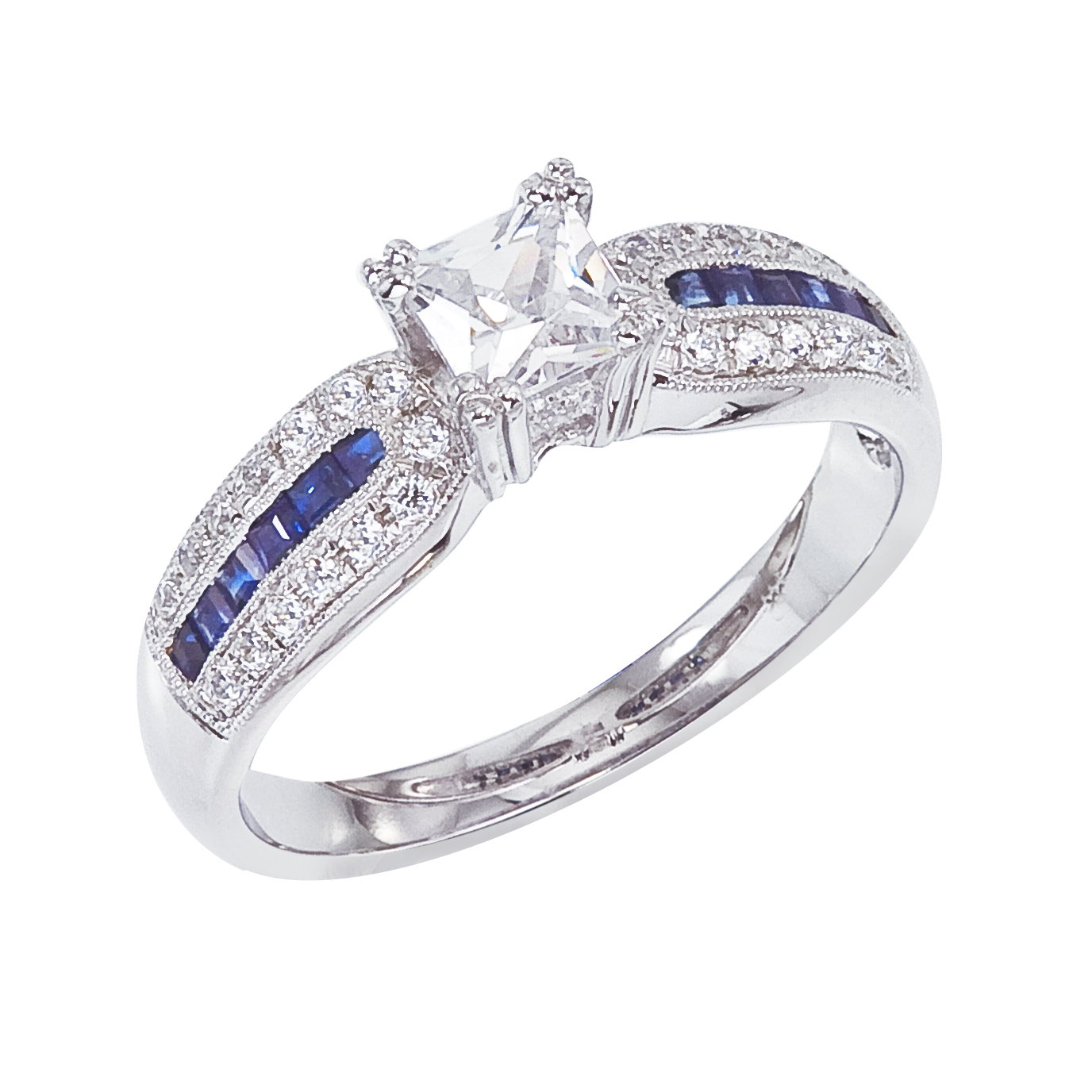 14k White gold Classic Diamond QPID Engagement Ring (0.47 tcw)