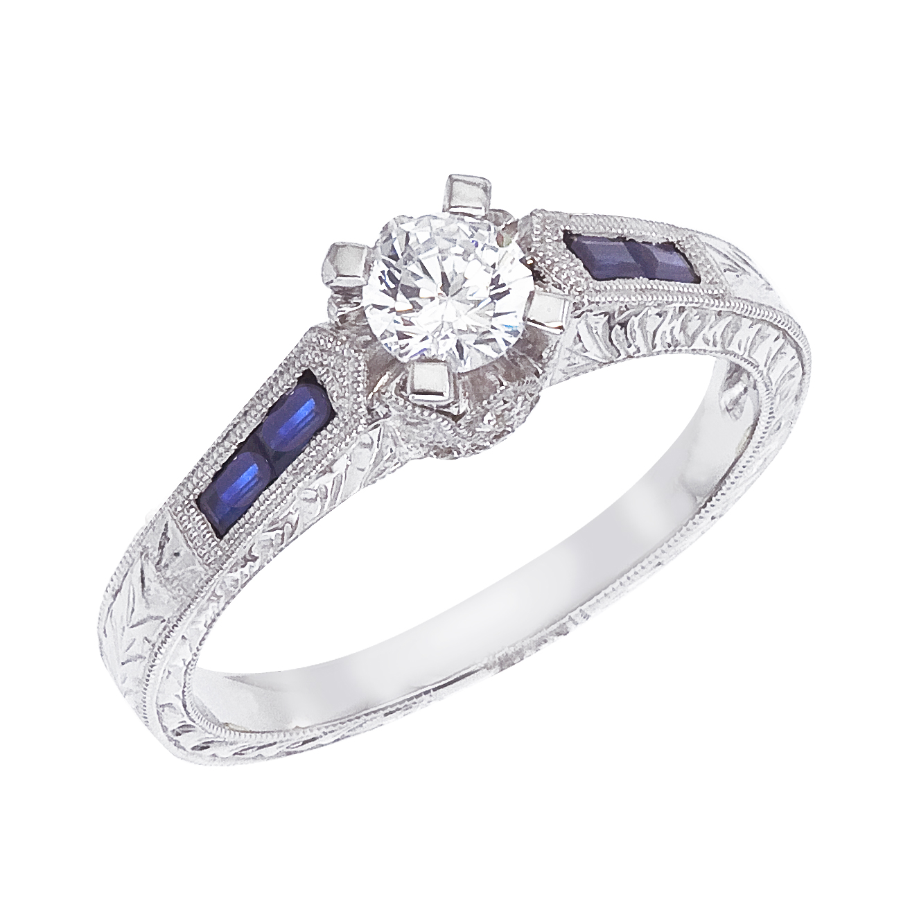 14k White gold Classic Diamond QPID Engagement Ring (0.16 tcw)