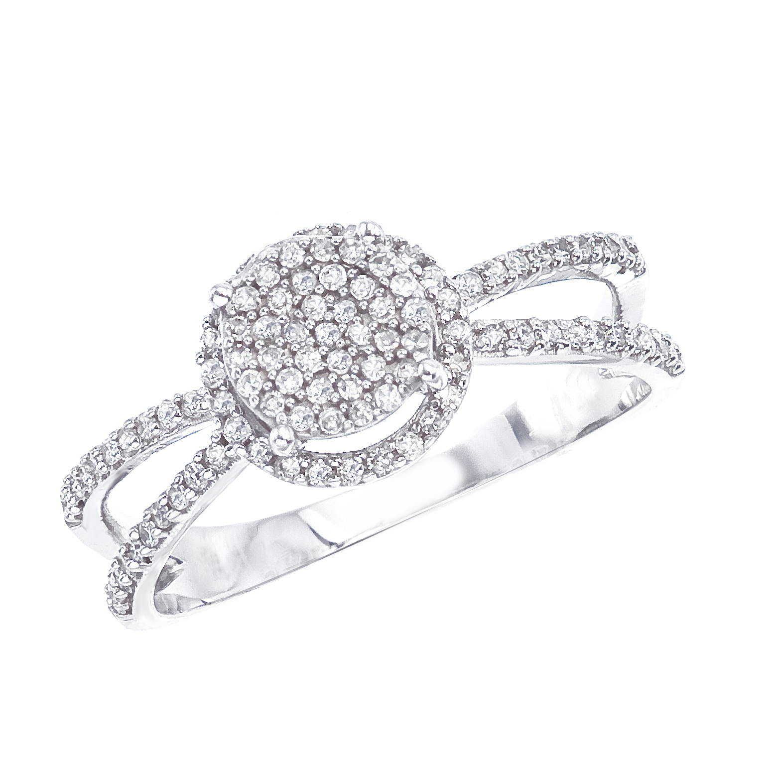14k White gold Classic Diamond QPID Engagement Ring (0.42 tcw)