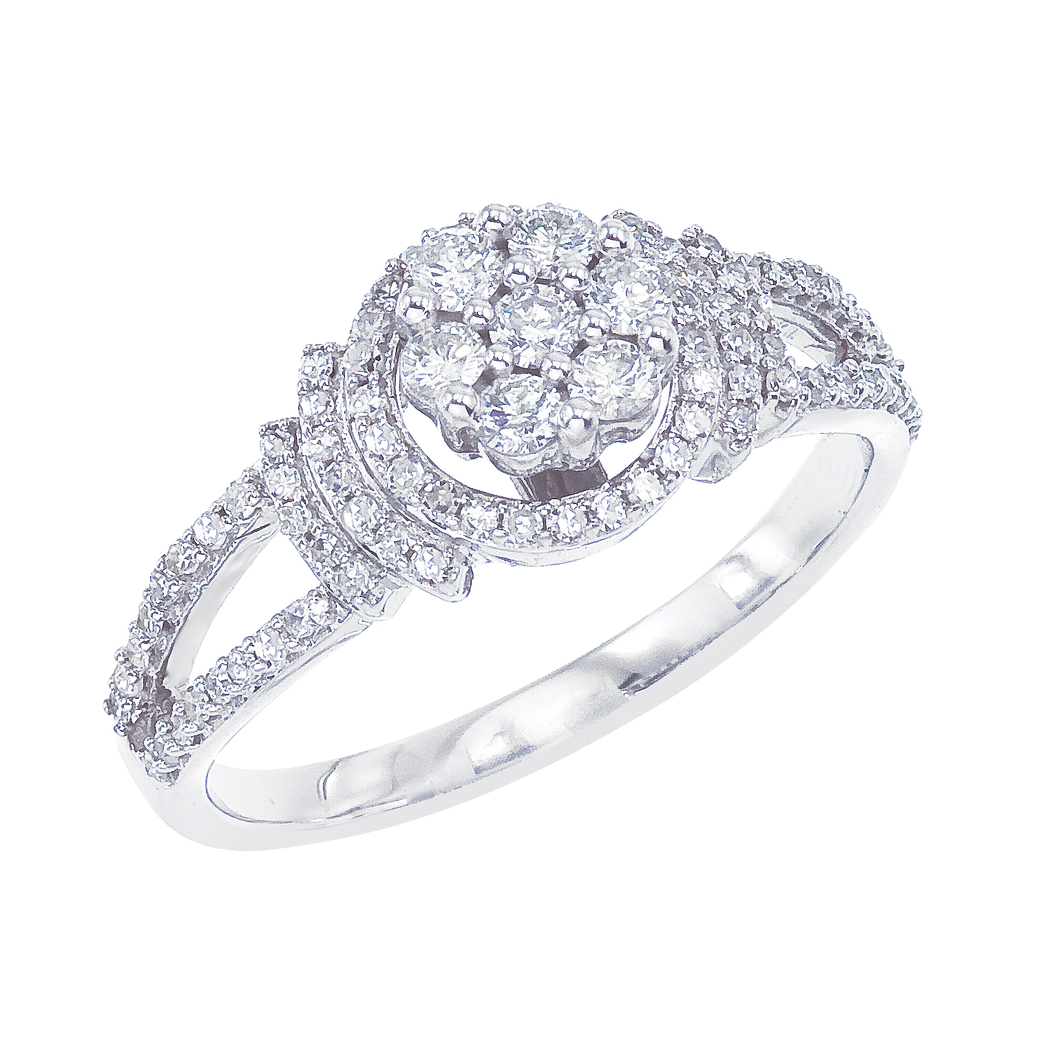 14k White gold Classic Diamond QPID Engagement Ring (0.53 tcw)