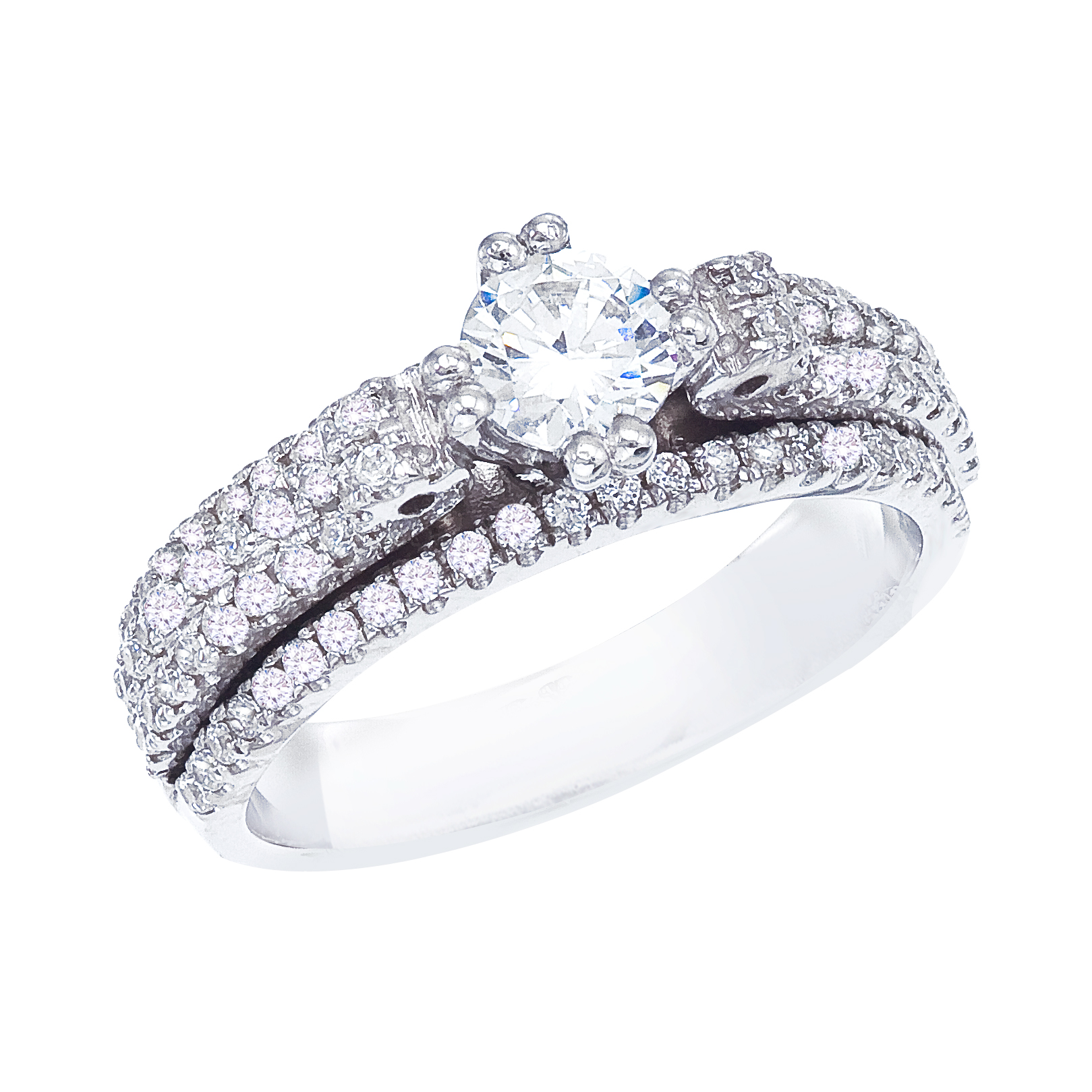 14k White gold Classic Diamond QPID Engagement Ring ( tcw)