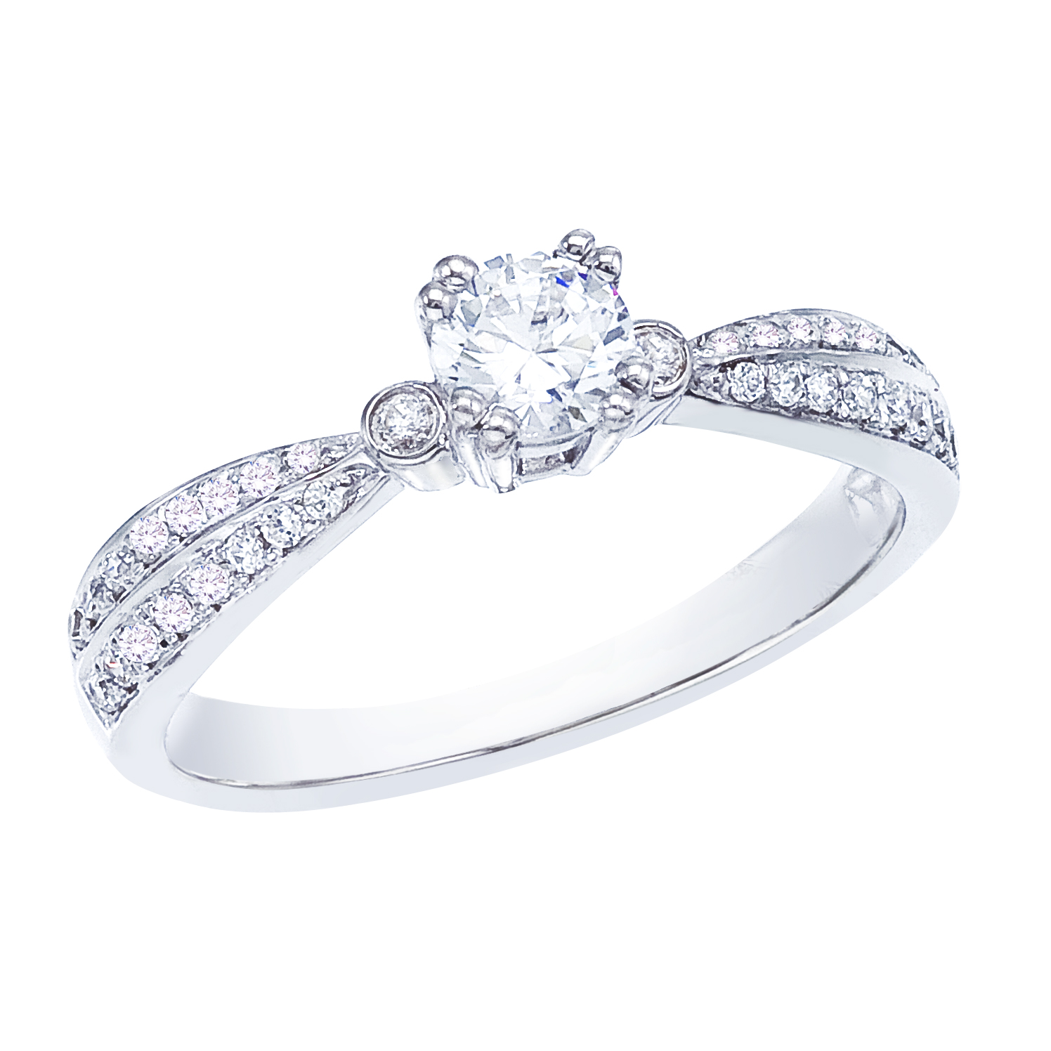 14k White gold Classic Diamond QPID Engagement Ring (1.00 tcw)