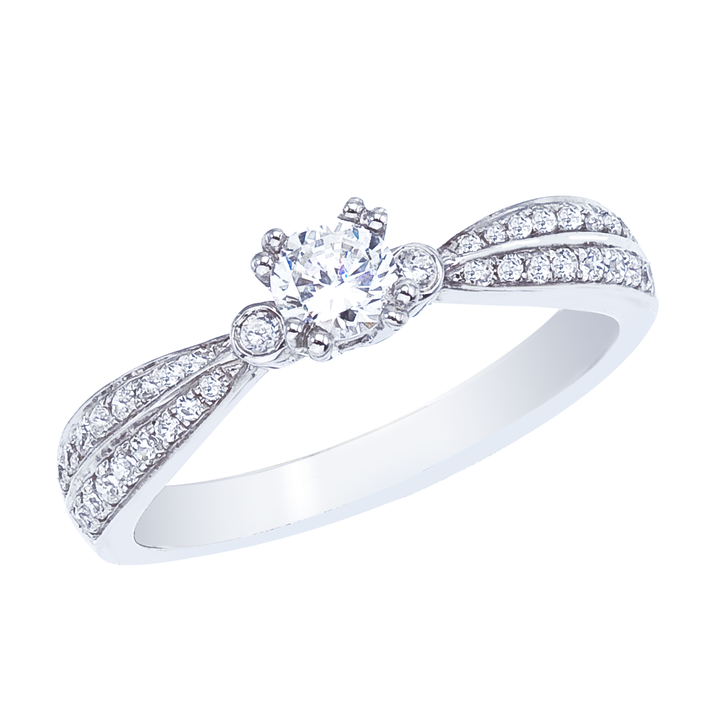 14k White gold Classic Diamond QPID Engagement Ring (0.46 tcw)