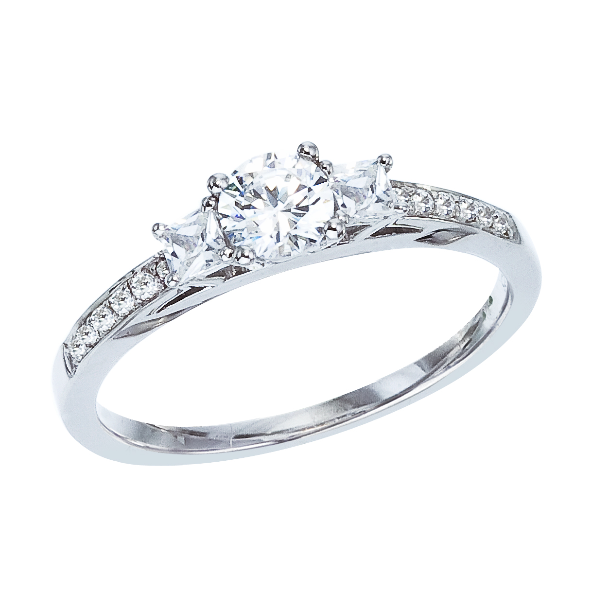 14k White gold Classic Diamond QPID Engagement Ring (0.65 tcw)