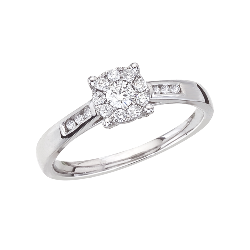 14k White gold Classic Diamond QPID Engagement Ring (0.39 tcw)