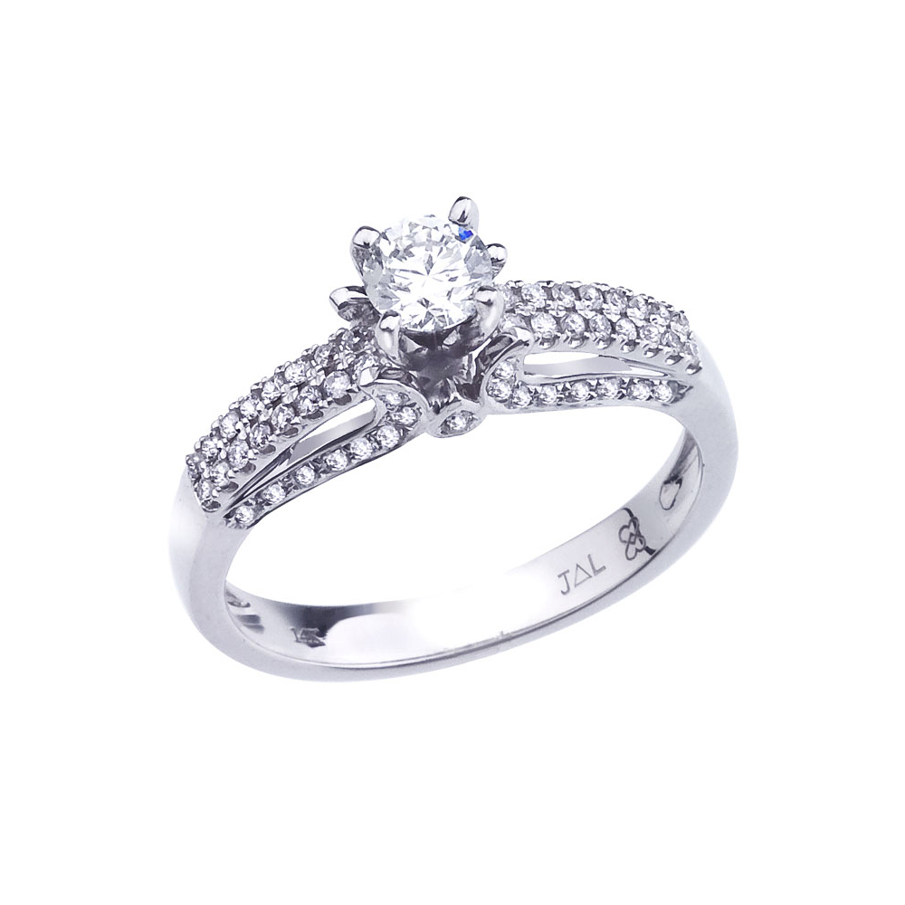 14k White gold Classic Diamond QPID Engagement Ring (0.38 tcw)