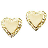 14K Yellow Gold Baby Heart Screwback Earrings